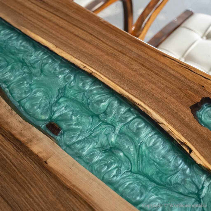 Black walnut epoxy counter designed for a stylish home bar