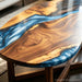 Coastal epoxy coffee table with ocean wave design for living room