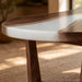 Unique pea shaped walnut coffee table with artistic white epoxy resin