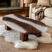 White resin walnut coffee table designed for a modern living room