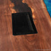 Modern black walnut office table featuring vibrant peacock blue epoxy resin