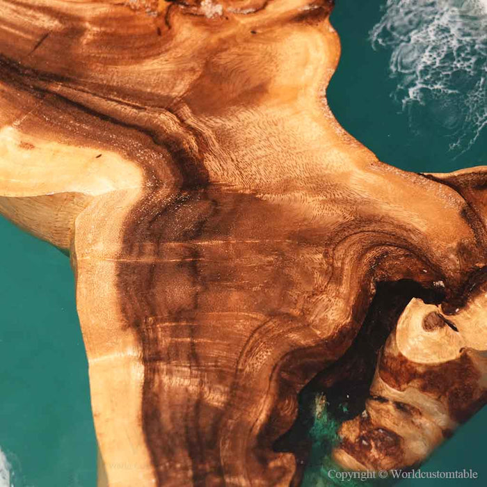 Handcrafted ocean resin dining table for a modern dining room