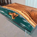 Live edge walnut epoxy dining table with blue ocean resin