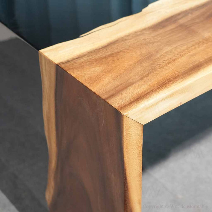 Executive walnut epoxy desk for a sophisticated workspace