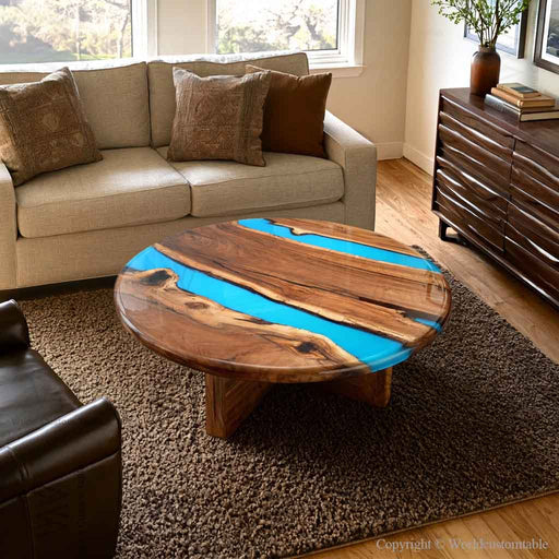 Blue river style black walnut coffee table for a modern living room