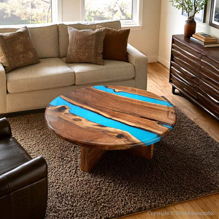 Blue river style black walnut coffee table for a modern living room