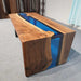 Live edge black walnut desk with blue epoxy resin