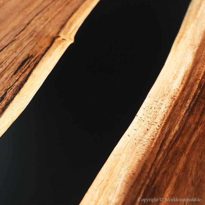 Black epoxy walnut dining table for a contemporary home