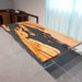 Modern Olive epoxy dining table for a contemporary dining room