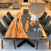 Olive epoxy dining table with smoky gray resin