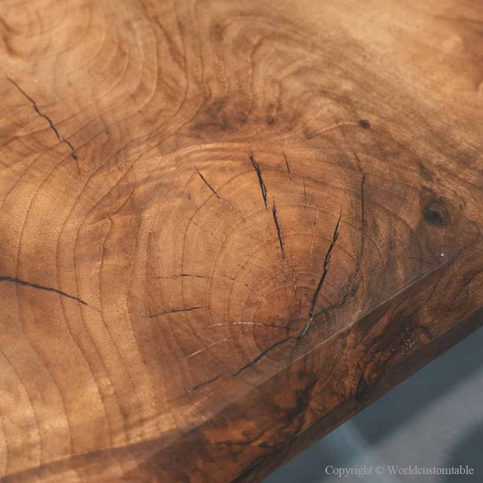 Custom epoxy conference table with walnut wood and gold flakes