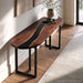 Elongated oblong black walnut epoxy console table with a sleek modern silhouette