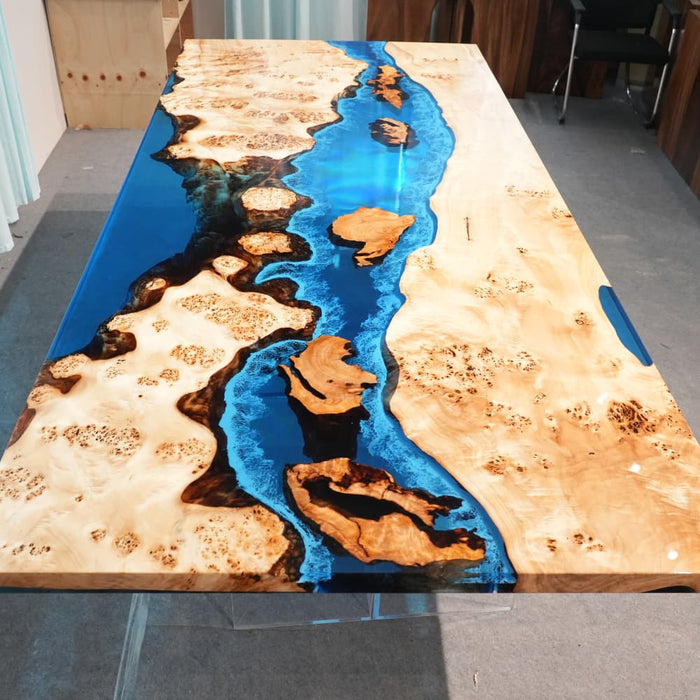 Large 108 inch epoxy dining table for family gatherings and entertaining