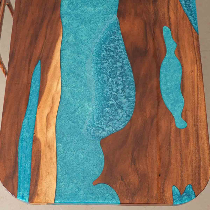 Large Blue Epoxy Table 42x96 for Family Dining