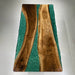 Large black walnut dining table with green epoxy center