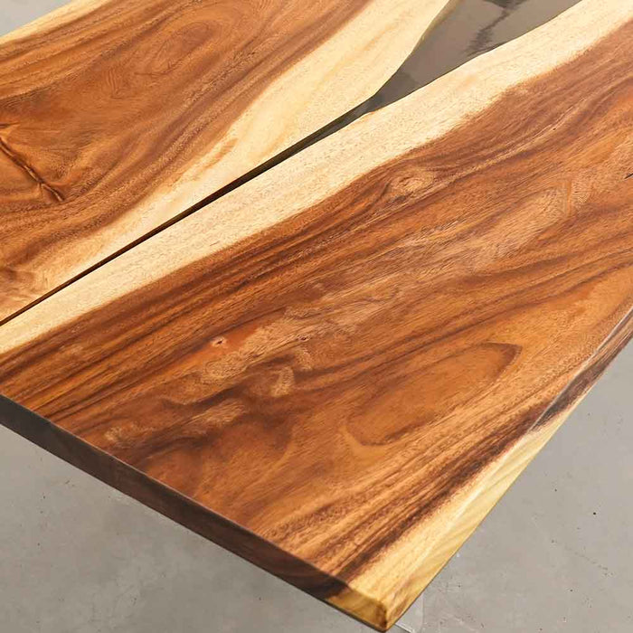 Large Smoky Epoxy Walnut Table for Family Dining