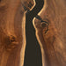 Modern live edge walnut table with black epoxy for dining room