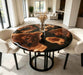 Custom black resin walnut table with round shape for dining room coffee area and luxury spaces