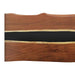 Wooden surface with black and gold inlay on a white background