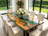 Modern live edge olive wood dining table with epoxy resin center