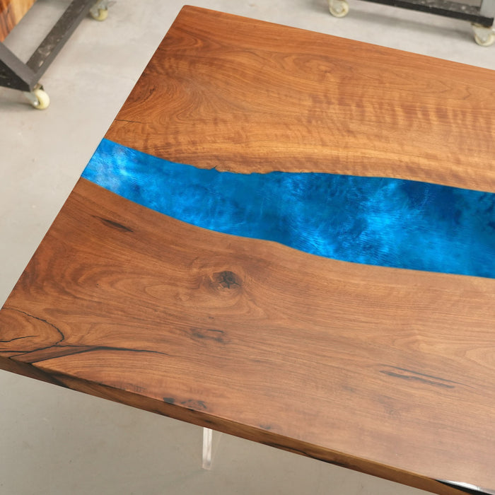 Live Edge Olive Wood Epoxy Resin Dining Table for Home