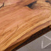 Custom handmade dining table with olive wood and grey epoxy resin