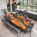 Live edge olive wood and smoky resin river table for modern interiors