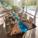 large wooden blue epoxy dinning table for homes & restaurants