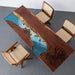 Live edge walnut epoxy ocean table with turquoise resin