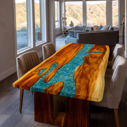 Live edge walnut table with epoxy resin river ready to ship