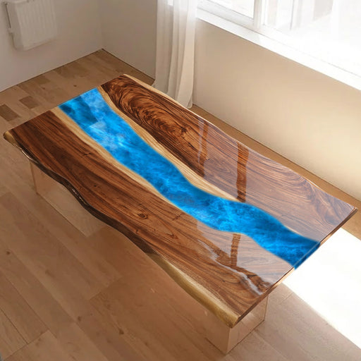 Live Edge Walnut Wood Epoxy Resin River Table for Home