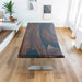 Live edge walnut river epoxy table with modern steel legs