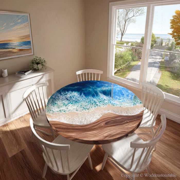 Stylish epoxy river table for contemporary living room