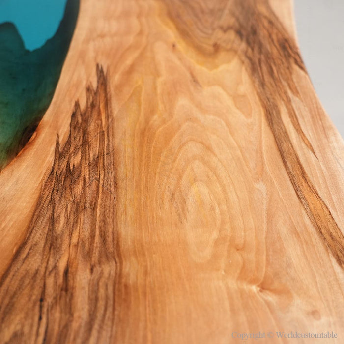 Luxury black walnut epoxy dinning table in an elegant dining area