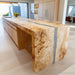 Top view of luxury blue epoxy conference table with waterfall edges