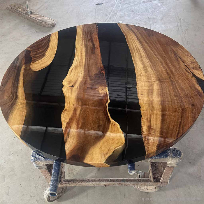 Modern epoxy coffee table placed in stylish USA interior space