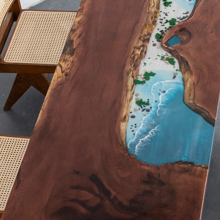 Luxury walnut resin table for dining or office