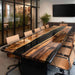 Luxury office meeting room with resin river conference table