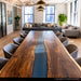Handcrafted luxury epoxy conference table in modern boardroom