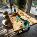 handcrafted luxury poplar epoxy dining table angled view