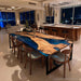 Handmade olive wood epoxy dinning table with ocean resin