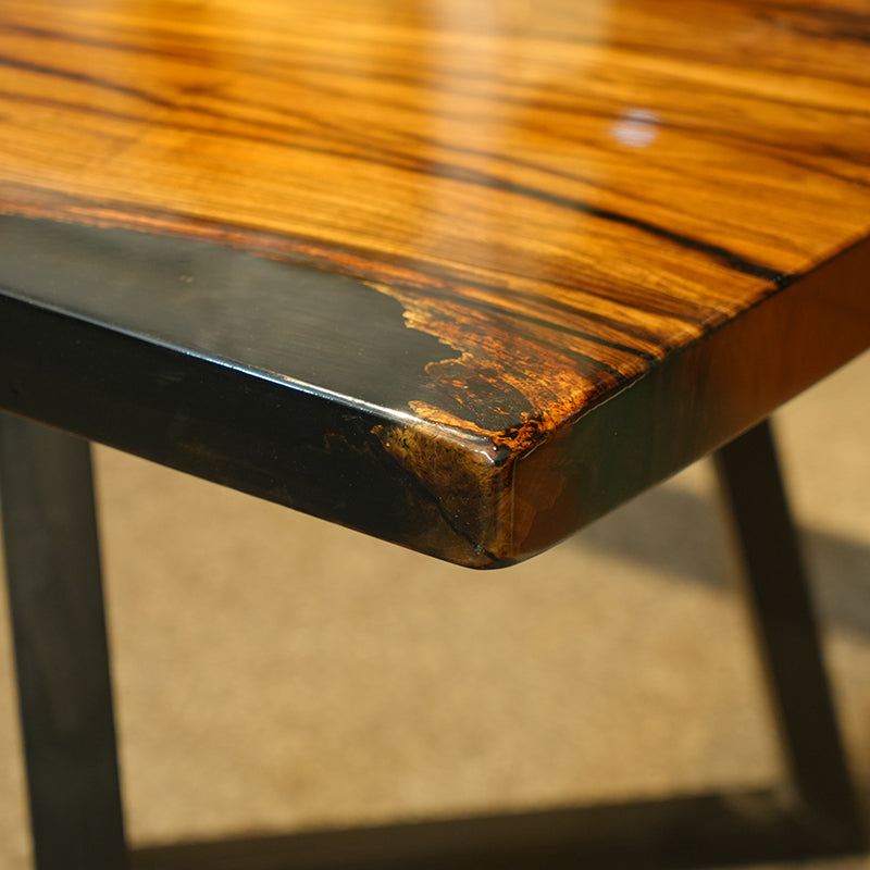 Luxury Live Edge Epoxy Dining Table With Black Epoxy Resin And Wood Slab