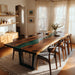 luxury live edge square walnut emerald green epoxy dinning table for homes in san francisco