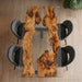luxury handcrafted olive wood dining table in farmhouse style room