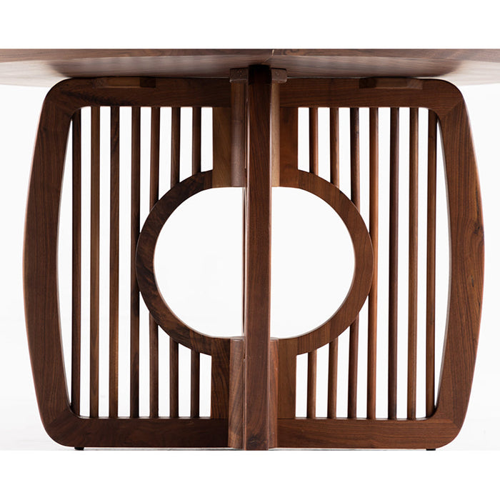 Luxury modern round wooden dining table with artistic base design