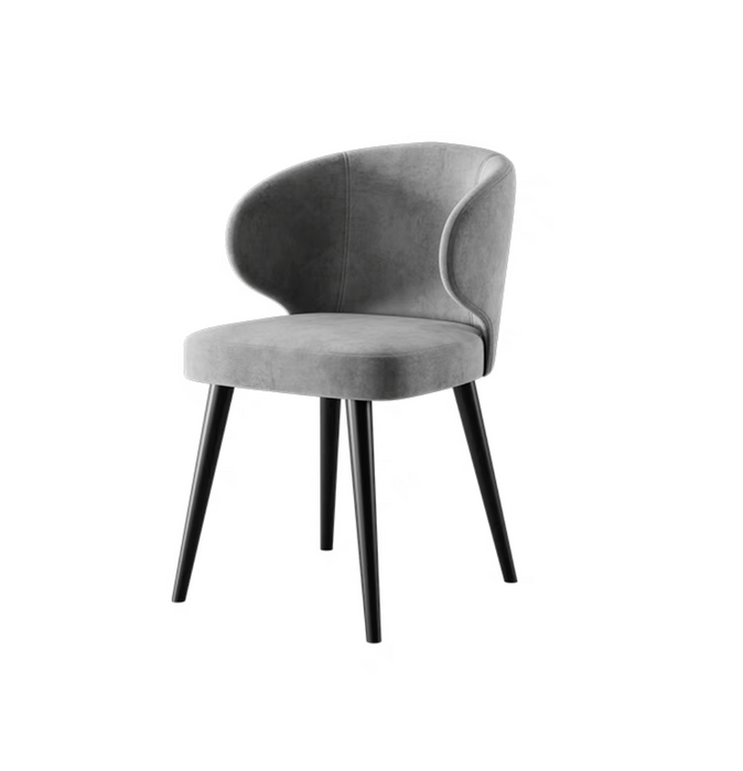 Gray chair with black legs on a white background
