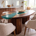 Luxury teal epoxy dining table for a modern dining room