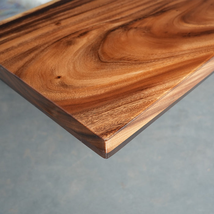 Luxury walnut epoxy table for contemporary homes, open concept dining rooms, and entertaining