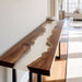 Minimalist epoxy console table made from solid walnut wood