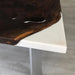 Minimalist white epoxy resin dining table designed for modern kitchens and dining rooms.